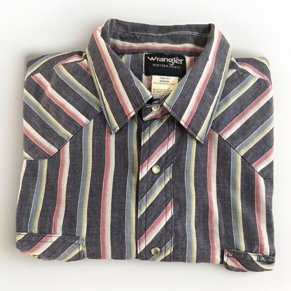 Wrangler XXL Men's Long Sleeve Snap Striped Shirt Western Cowboy Blue - Picture 1 of 6
